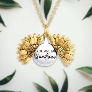 You are my sunshine sun flower necklace gold